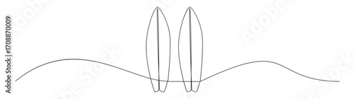 Minimal Surfboards on Beach Outline Drawing
