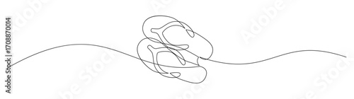 Continuous Line Art: Flip Flops on Sand