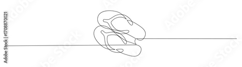 Single Line Drawing of Beach Flip-flops