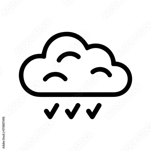 Minimalist weather icon for forecasts and design projects, simple cloud with drizzle, modern meteorological symbol, originally a scalable vector graphic