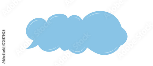 Blue organic chat cloud forms a hand drawn speech box. Simple talk bubble floats as message in a clean, minimalist style for conversation or comment. Subtle form, perfect for communication