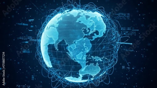 Dynamic global network connectivity pulsing with digital data streams across continents