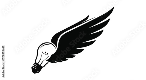Symbol of a bright idea taking flight with elegant wings
