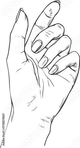 Hand sketch hand drawn line art upward gesture detailed anatomy — stock vector