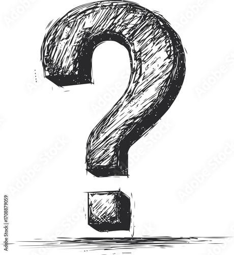 Question mark sketch hand drawn bold punctuation symbol isolated — stock vector