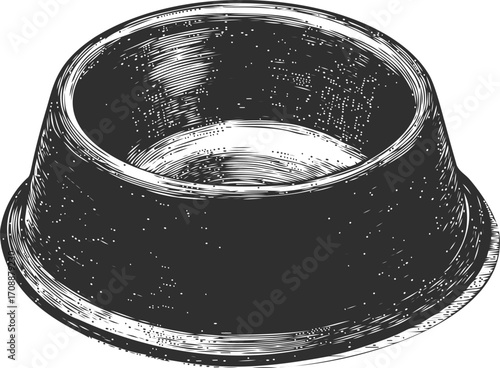 Dog bowl sketch hand drawn style classic pet feeder dish — stock vector