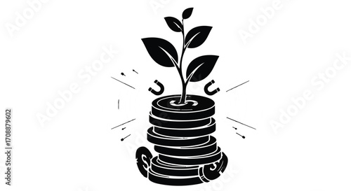Growing wealth and prosperity from financial investment, symbolizing growth and success