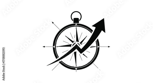 Compass with upward trending arrow symbolizing growth and direction in business.