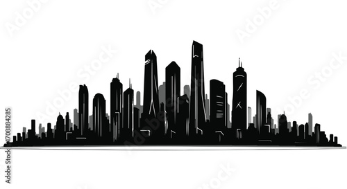 Modern city skyline silhouette, a powerful symbol of urban development and ambition.