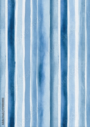 Watercolor-style vertical stripes in varying shades of blue, creating a seamless pattern with a textured effect