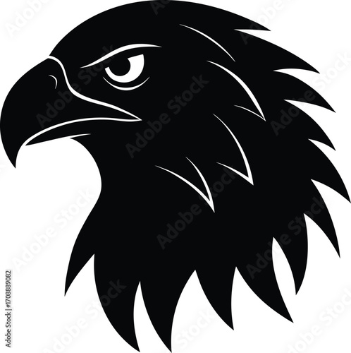 Black and white eagle head vector illustration with a tribal tattoo design for a wildlife logo
