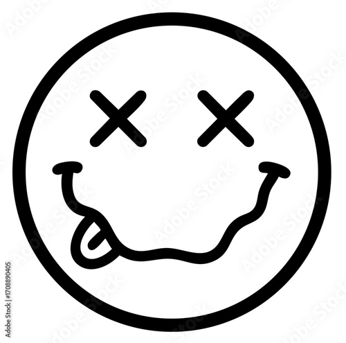 smiley face with crossed eyes and tongue