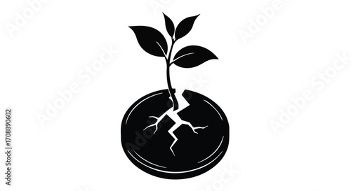 New growth emerges from a cracked earth, symbolizing resilience and hope.