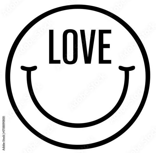 Smiley face with LOVE letters replacing eyes