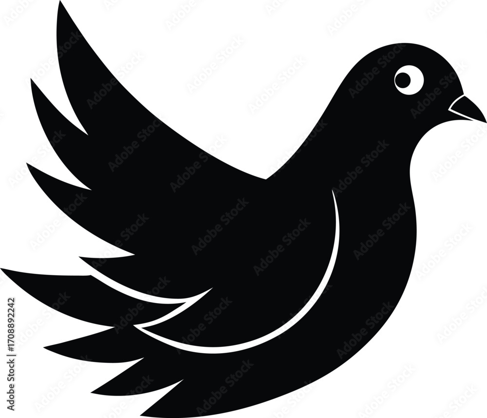 Obraz premium A white dove of peace symbol vector illustration with flying wings, a sign of freedom, hope, and love