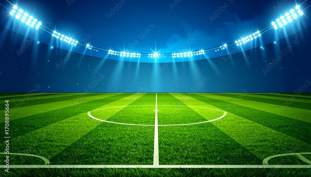 Obraz premium Empty soccer stadium at night