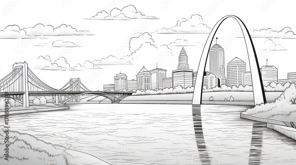 Fototapeta premium Cityscape drawing black and white