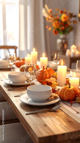 Autumnal Thanksgiving table setting