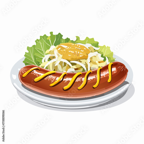 Rostbratwurst mit Sauerkraut und Senf