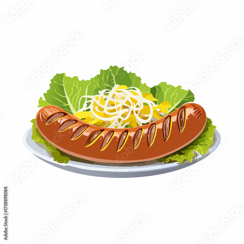 Rostbratwurst mit Sauerkraut und Senf