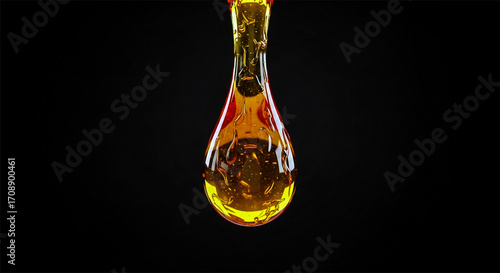 Macro Honey Drip on Black Background