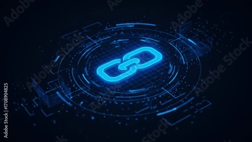 Dynamic digital link network visualization pulsing with futuristic data flow and connectivity