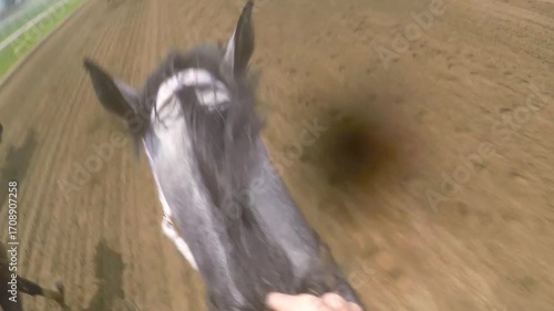 Jockey on a race horse POV