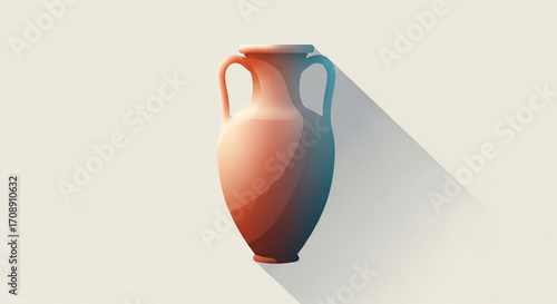 Vibrant Gradient Amphora: A Modern Flat Design Illustration with a Dramatic Long Shadow and Bicolor Lighting.