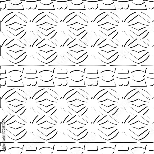3d relief tiles. Vector pattern with symmetrical elements . Modern stylish abstract texture. Repeating tiles from striped elements. Black and white pattern.