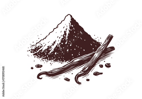 Vanilla Pod hand drawn sketch vector illustration