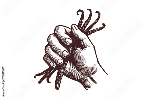 Vanilla Pod hand drawn sketch vector illustration