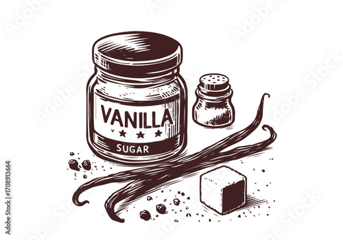 Vanilla Pod hand drawn sketch vector illustration