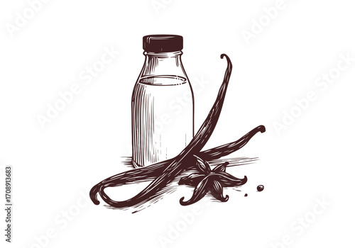 Vanilla Pod hand drawn sketch vector illustration