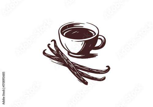 Vanilla Pod hand drawn sketch vector illustration