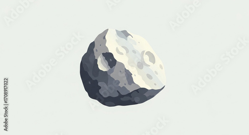 Stylized Asteroid:  Grey and White Space Rock Illustration