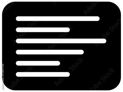 A clean, minimalist vector icon of text, representing a document, article, or content. The varying line lengths create a dynamic visual for concepts like writing, reading, and typography.