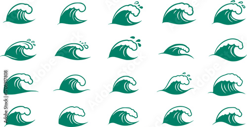 Wave vector icon set. Water waves illustration sign collection. Water symbol. Ocean logo. Sea icons web set.

