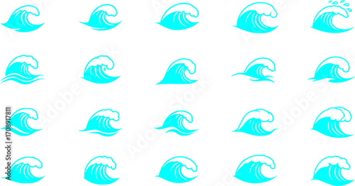 Wave vector icon set. Water waves illustration sign collection. Water symbol. Ocean logo. Sea icons web set.
