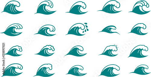 Wave vector icon set. Water waves illustration sign collection. Water symbol. Ocean logo. Sea icons web set.
