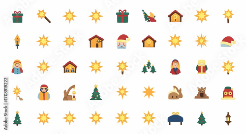 Christmas icon christmas holiday season vector illustration with christmas trees and christmas ornaments for decoration vector