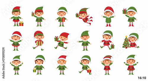 Christmas icon christmas elf vector illustration set holiday elves cartoon characters christmas design christmas spirit christmas vector