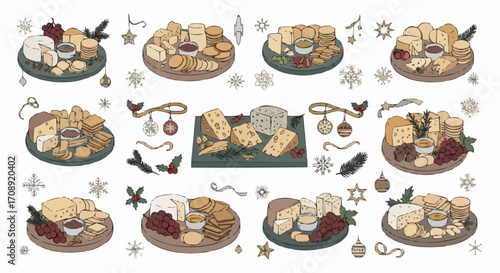 Christmas icon explore delicious cheese board platter ideas for holiday entertaining and festive cheese and charcuterie boards vector