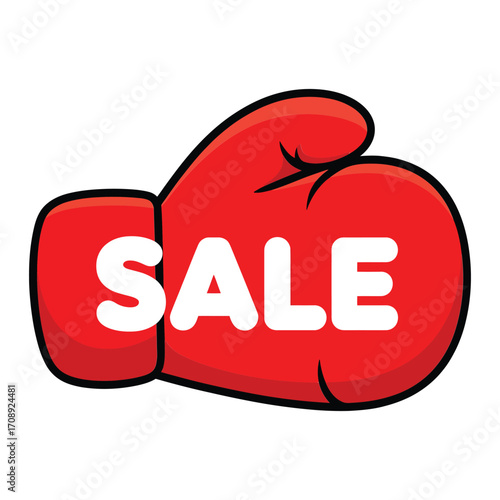 Illustration of a red boxing glove with the word sale, perfect for advertising discounts and promotions in a dynamic way