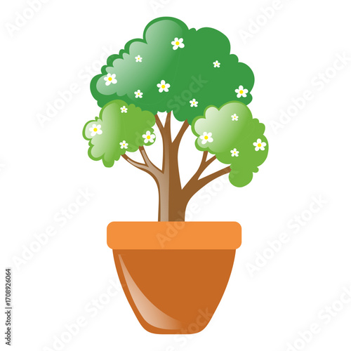 Cartoon tree in a pot, perfect for adding a touch of nature to any design