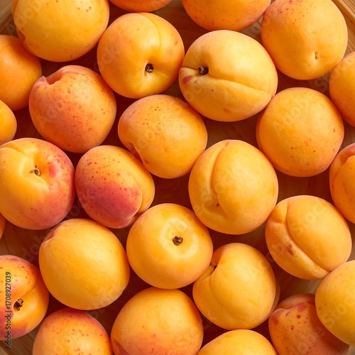 Fresh apricots on a wooden tray