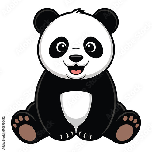 Adorable panda bear cartoon illustration, a charming addition to childrens books, greeting cards, and educational resources