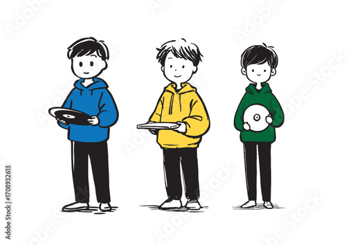 レコード持った男性
