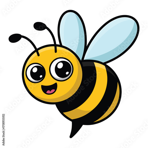 Happy cartoon bee with wings