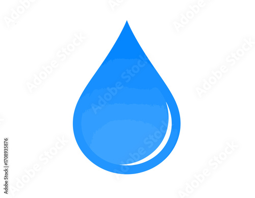 Simple Blue Water Droplet Icon on White Background