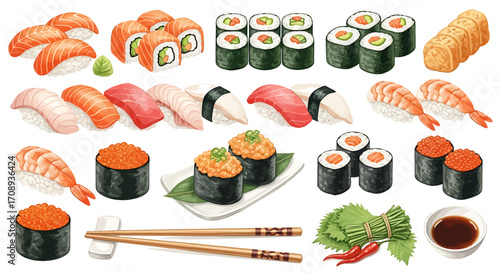 Sushi Platter Design A Delicious and Artistic Illustration for Culinary Projects